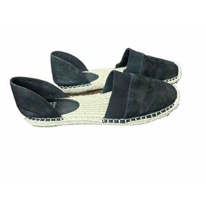 Eileen Fisher Women's Size 10 Black Espadrille Lady Tumbled Nubuck Jute Flats